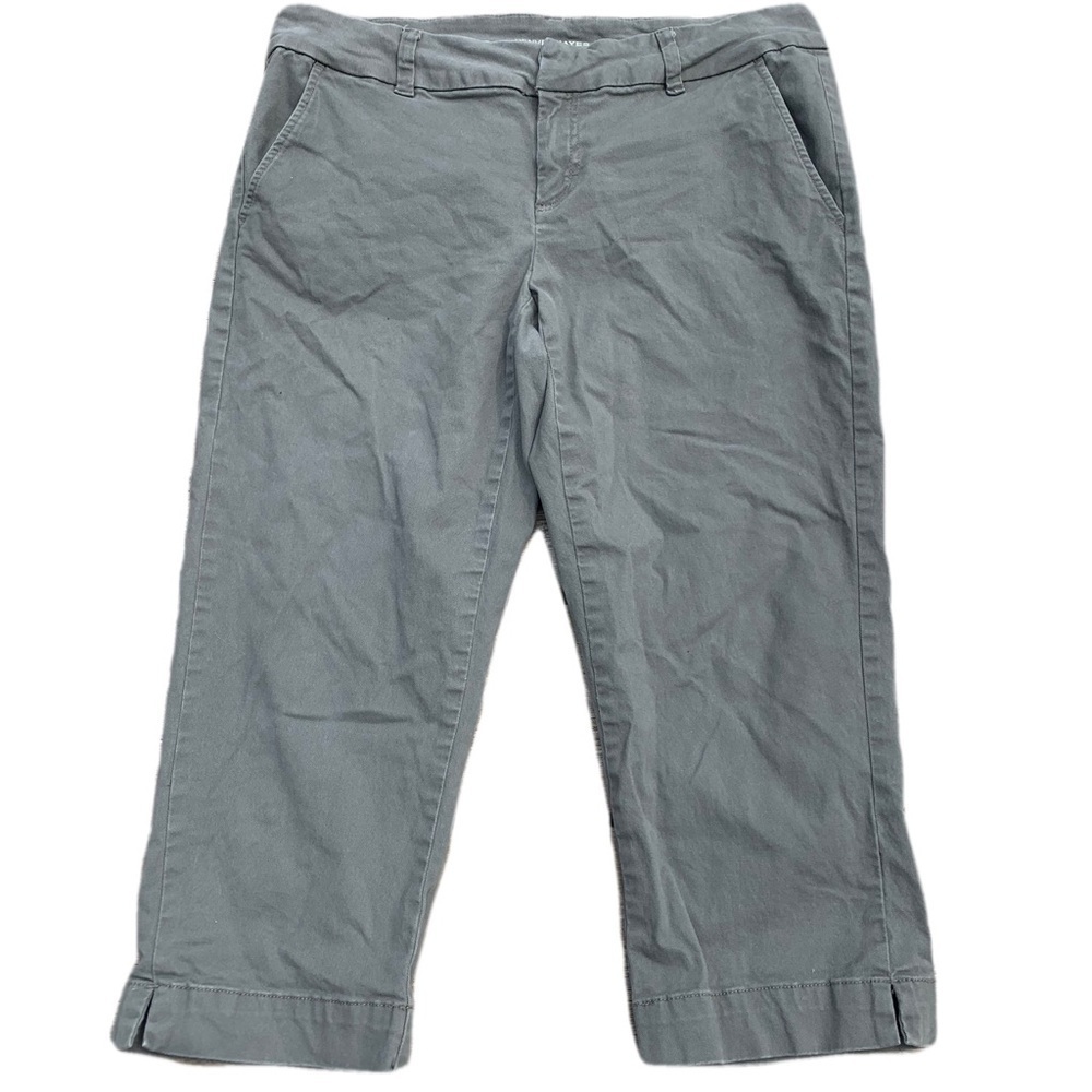 💜 Denver Hayes Mia Mid-Rise Capri Pants - Size 12 - Grey/Green Khaki